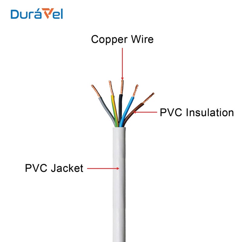 درافل كابل كهربائي رباعي النواة من دورافيل - سلك طاقة أبيض معزول بمادة PVC مع موصلات نحاسية مرنة (4 مم، 1 متر) - Image 2